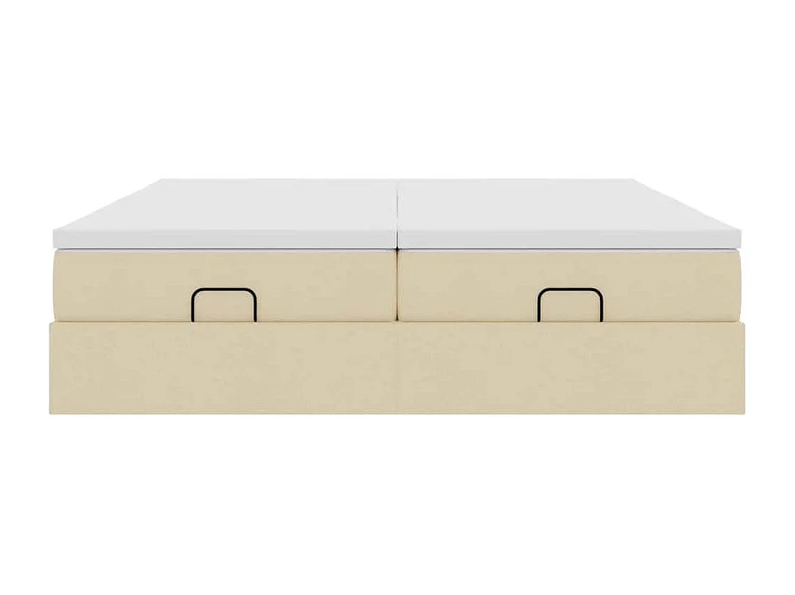 Ottoman-Bett mit Matratzen Creme 180x200 cm Stoff