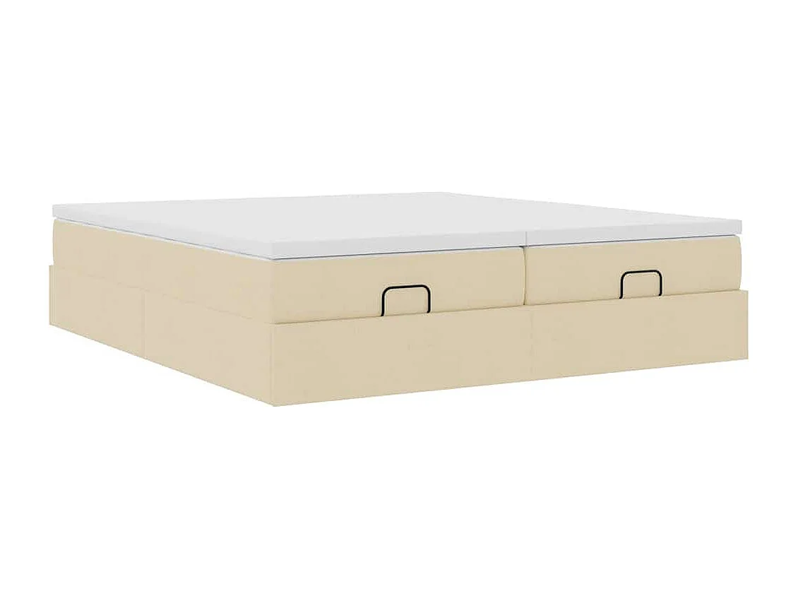 Struttura Letto Pouf con Materassi Crema 180x200 cm in Tessuto