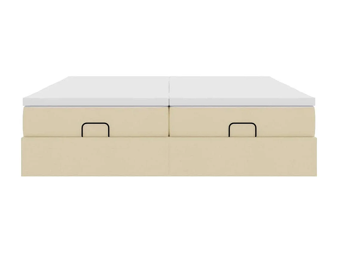 Struttura Letto Pouf con Materassi Crema 180x200 cm in Tessuto