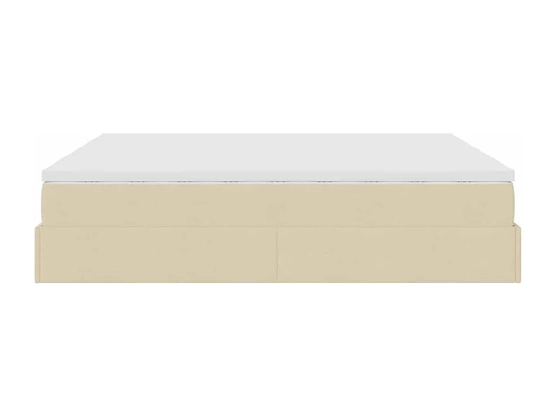 Struttura Letto Pouf con Materassi Crema 180x200 cm in Tessuto