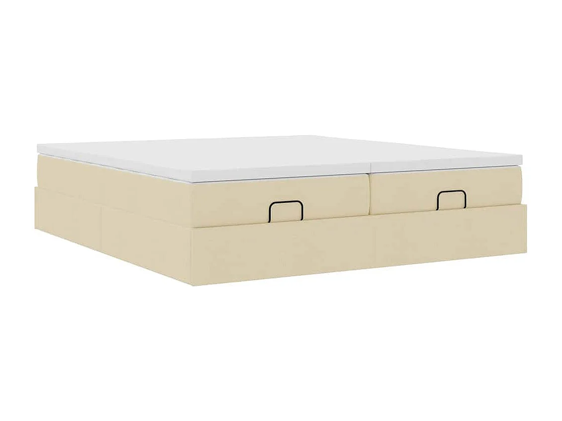 Struttura Letto Pouf con Materassi Crema 180x200 cm in Tessuto