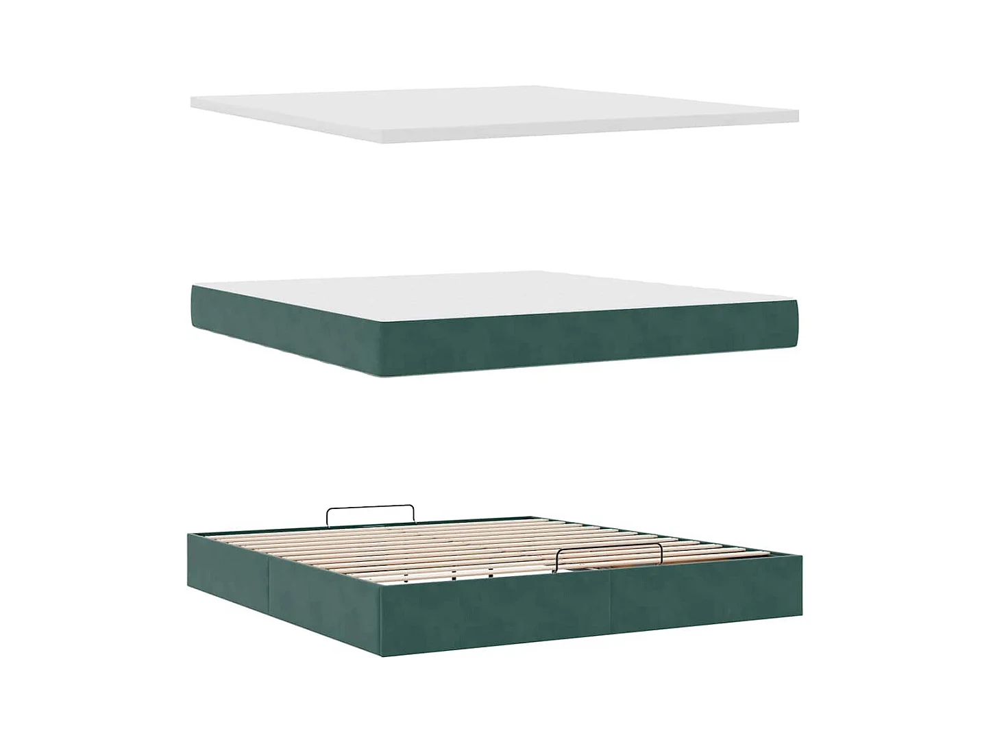 Cadre de lit ottoman avec matelas vert foncé 180x200 cm velours