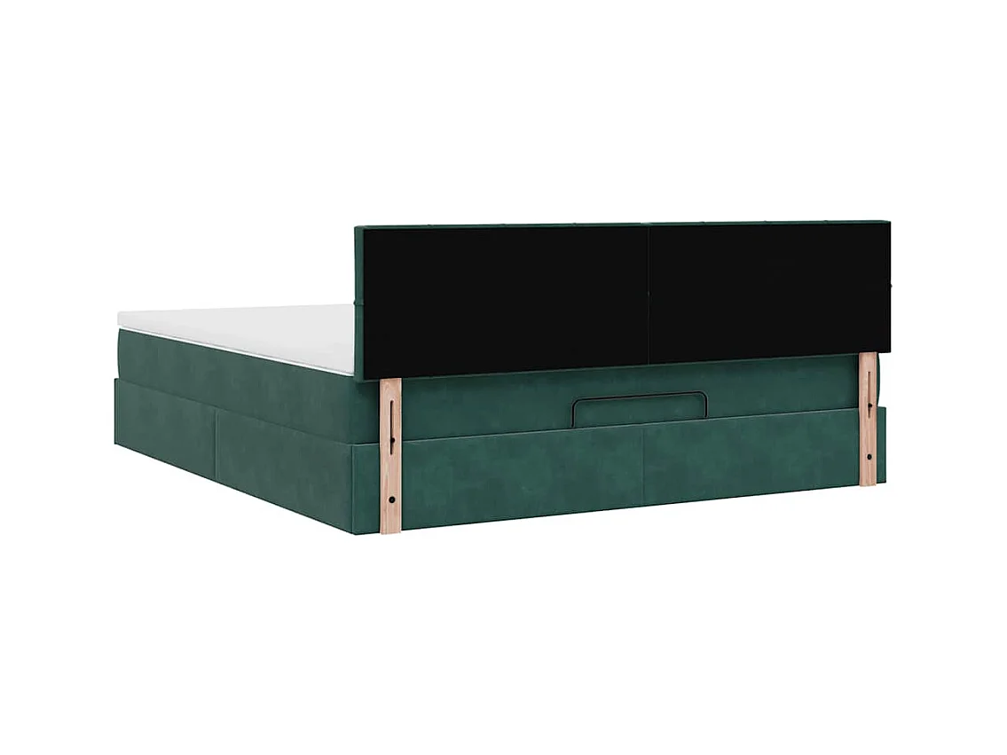 Cadre de lit ottoman avec matelas vert foncé 180x200 cm velours