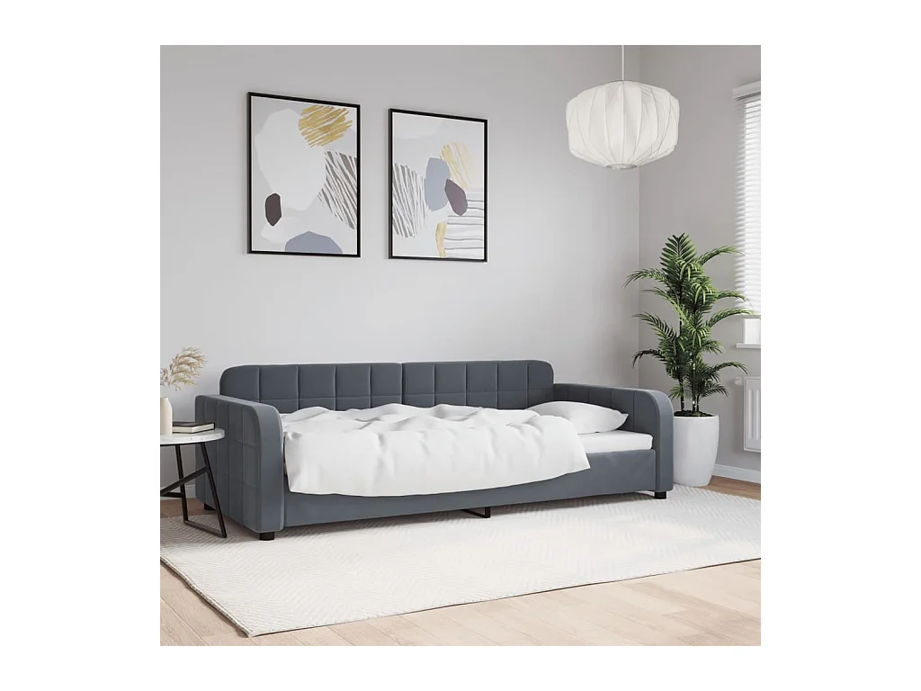 Lit de repos sans matelas gris foncé 90x200 cm velours
