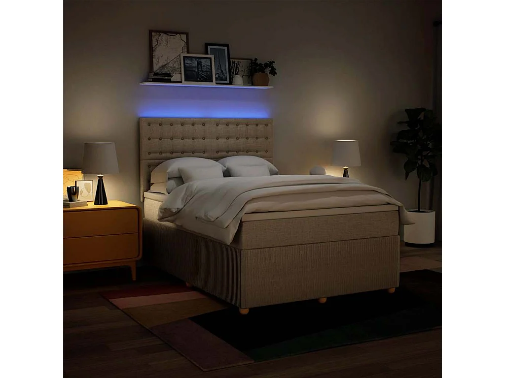 Sommier à lattes de lit avec matelas Crème 140x190 cm Tissu