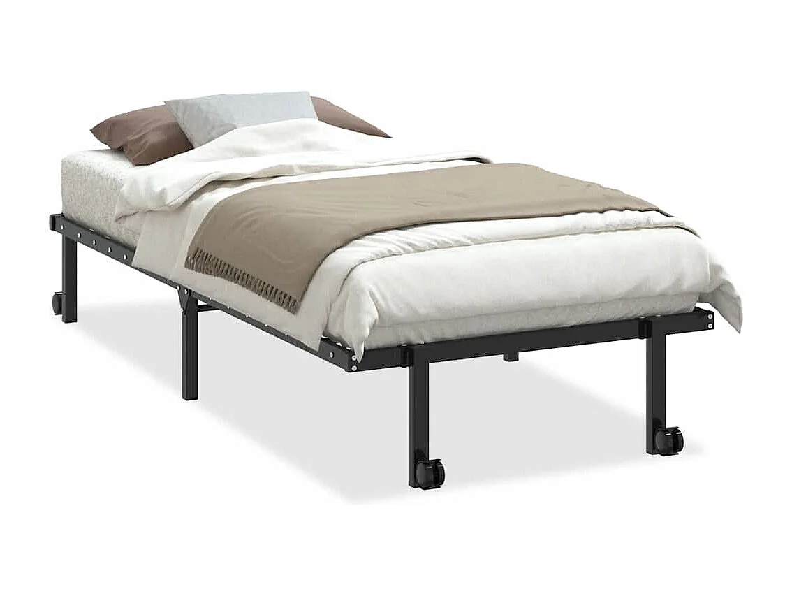 Bettgestell ohne Matratze Klappbar Schwarz 90x190 cm Stahl