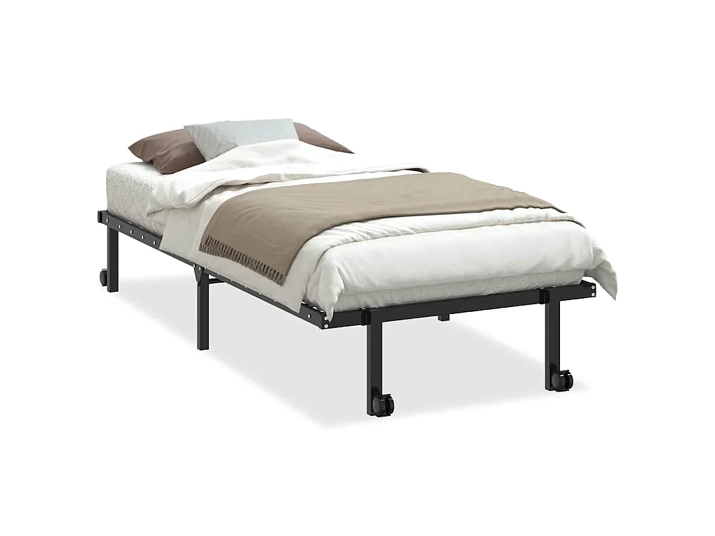 Cadre de lit sans matelas pliable noir 90x190 cm acier