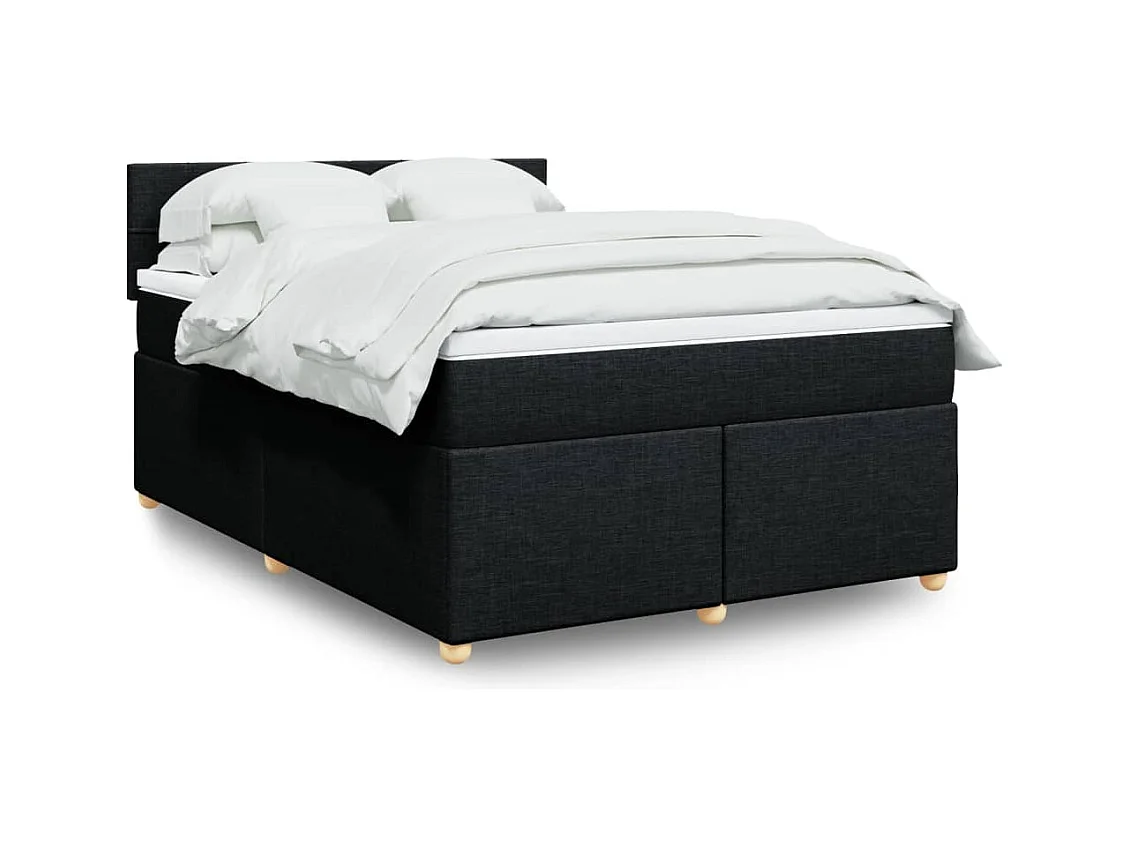 Cama box spring con colchón tela negro 160x200 cm