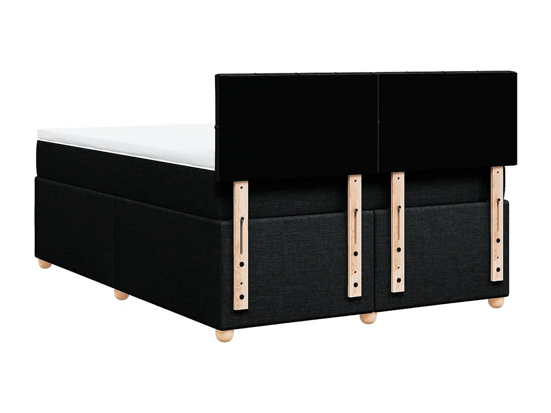 Cama box spring con colchón tela negro 160x200 cm