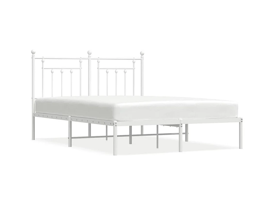 Cadre de lit métal sans matelas et tête de lit blanc 140x190 cm