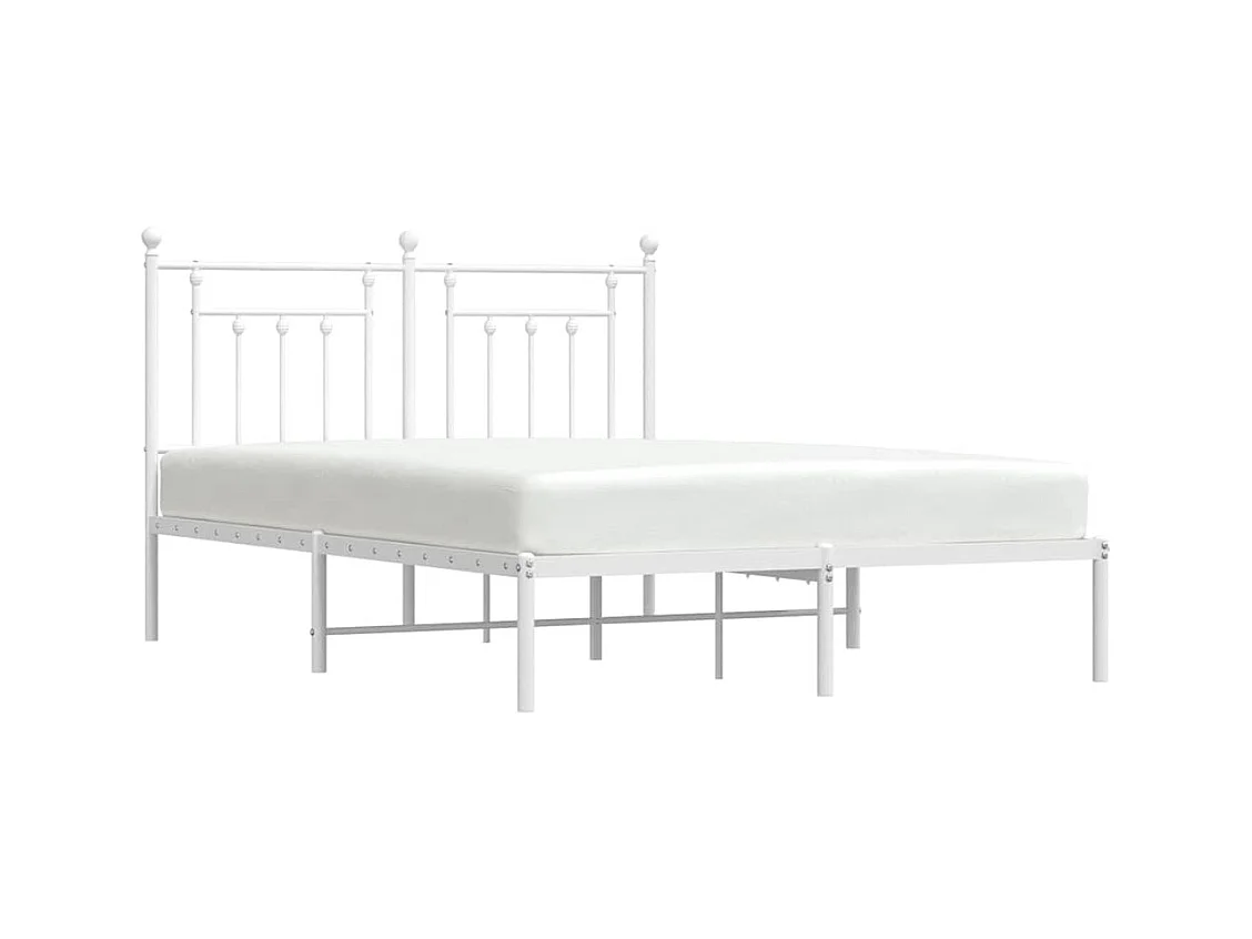Cadre de lit métal sans matelas et tête de lit blanc 140x190 cm