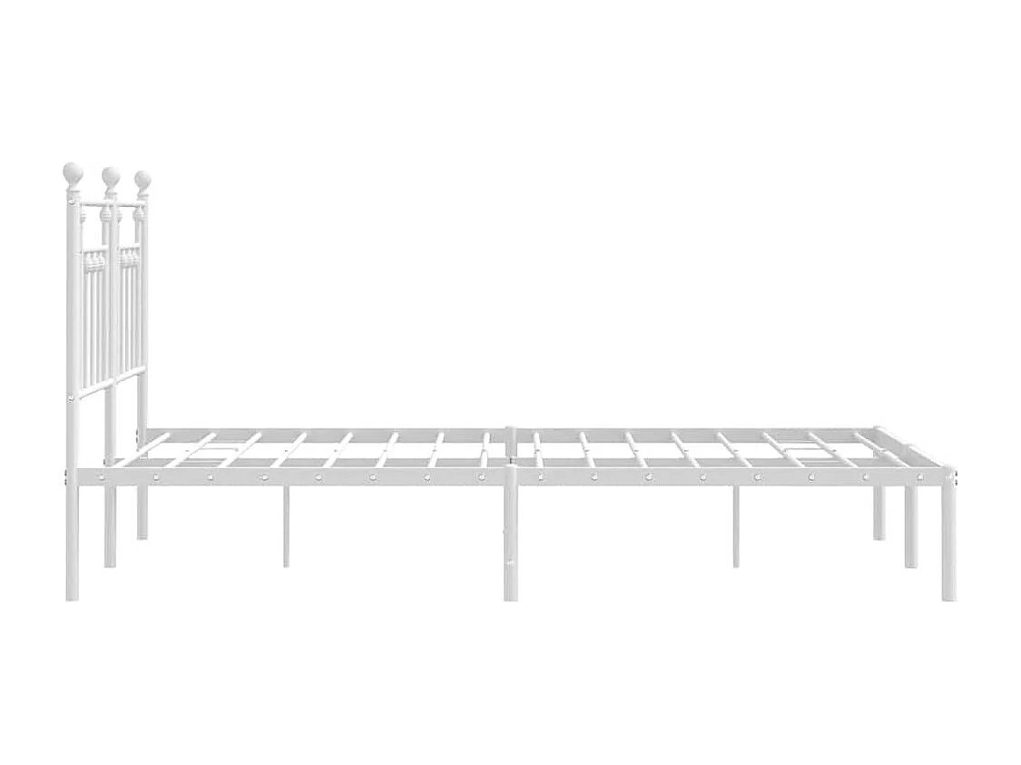Cadre de lit métal sans matelas et tête de lit blanc 140x190 cm