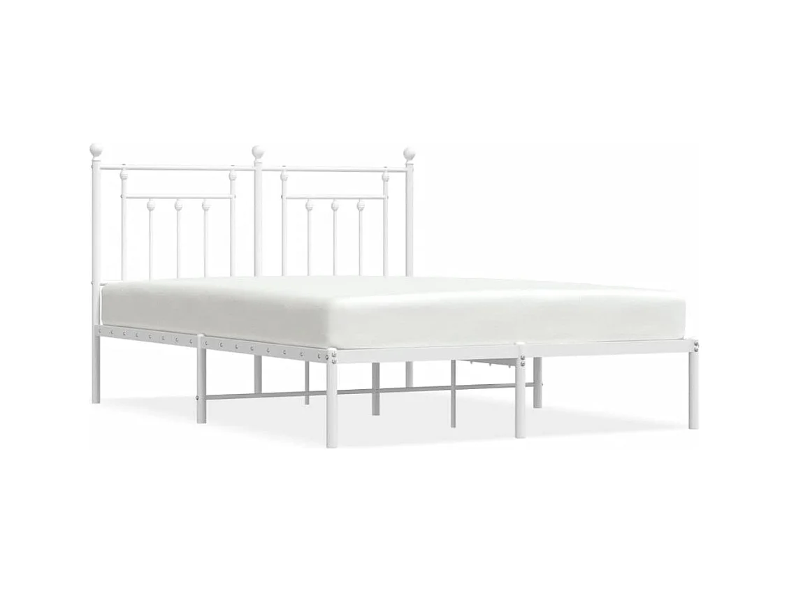 Bettgestell mit Kopfteil Metall Weiß 140x190 cm