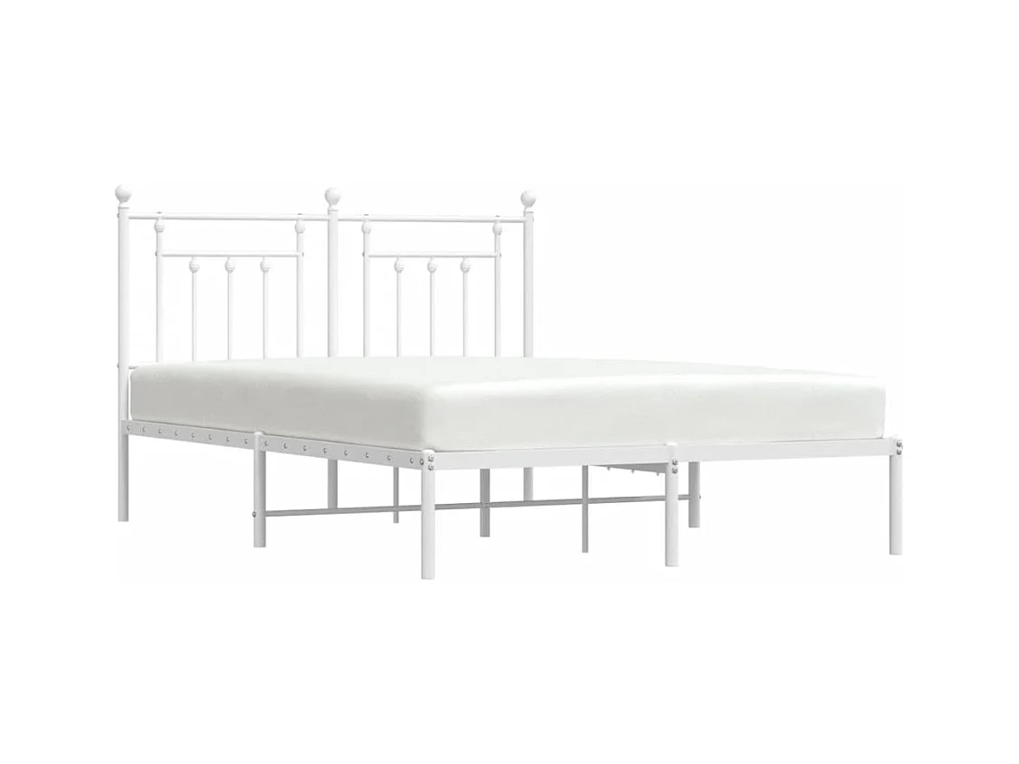 Bettgestell mit Kopfteil Metall Weiß 140x190 cm