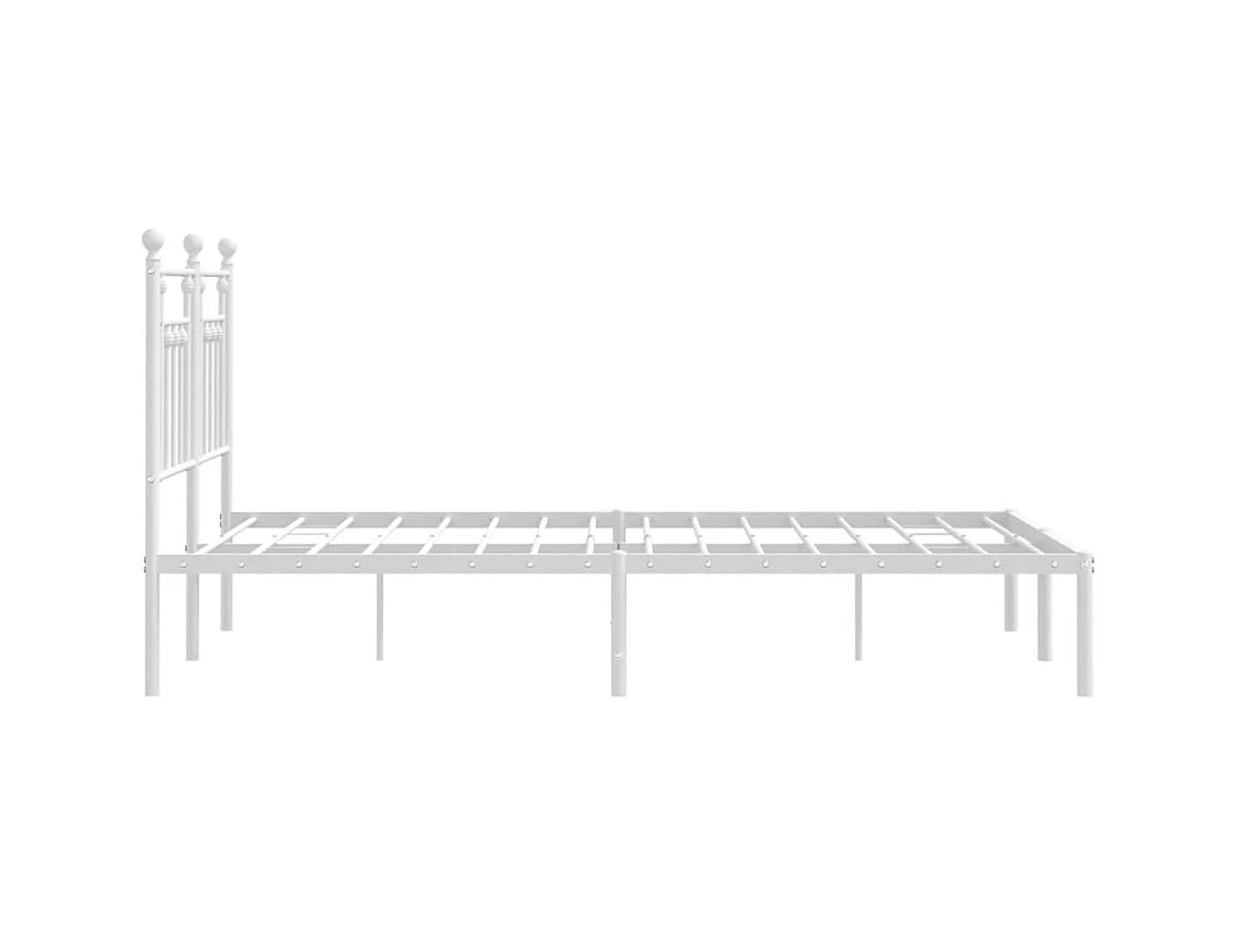 Bettgestell mit Kopfteil Metall Weiß 140x190 cm