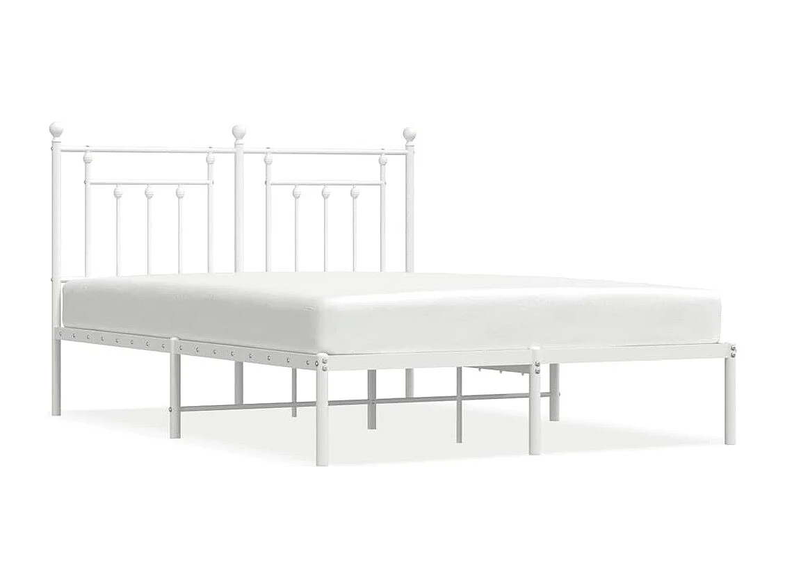Bedframe met hoofdbord metaal wit 140x190 cm
