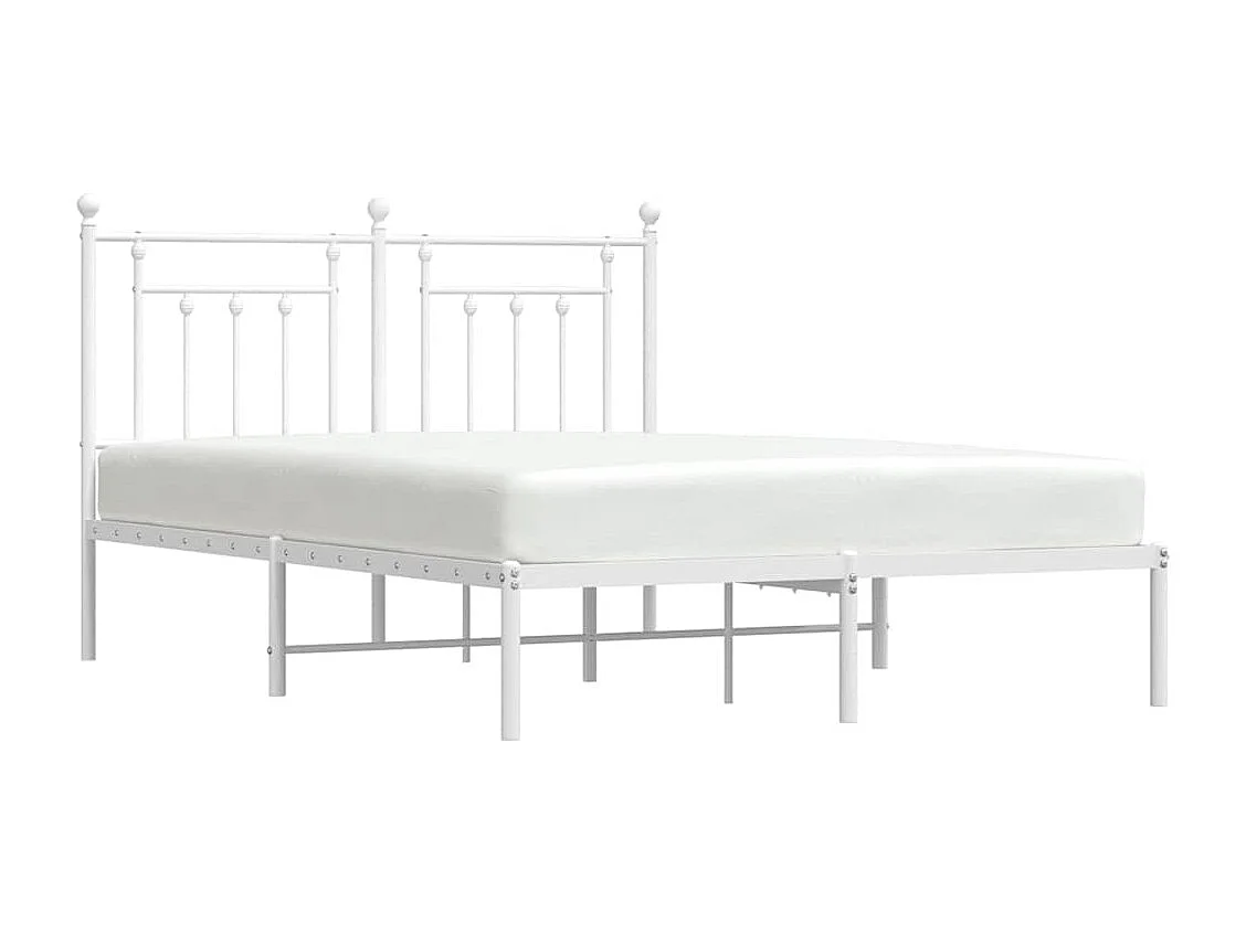 Bedframe met hoofdbord metaal wit 140x190 cm