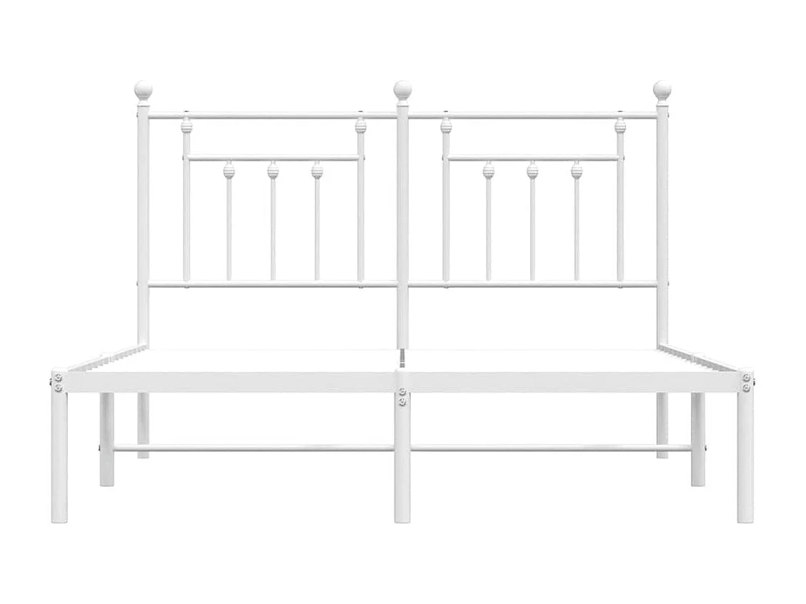 Bedframe met hoofdbord metaal wit 140x190 cm