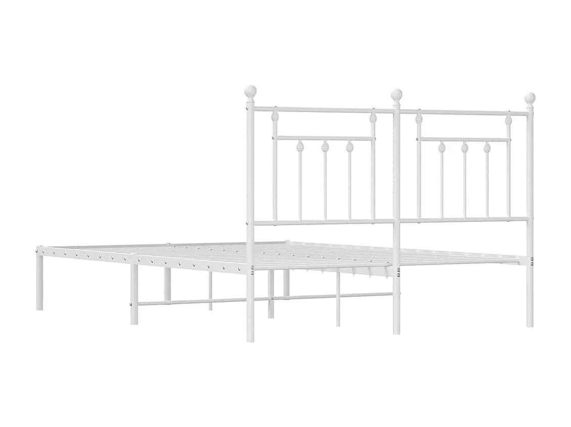 Bedframe met hoofdbord metaal wit 140x190 cm