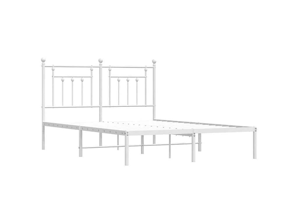 Cadre de lit métal sans matelas et tête de lit blanc 140x190 cm