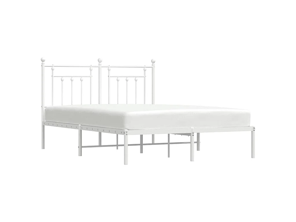Cadre de lit métal sans matelas et tête de lit blanc 140x190 cm
