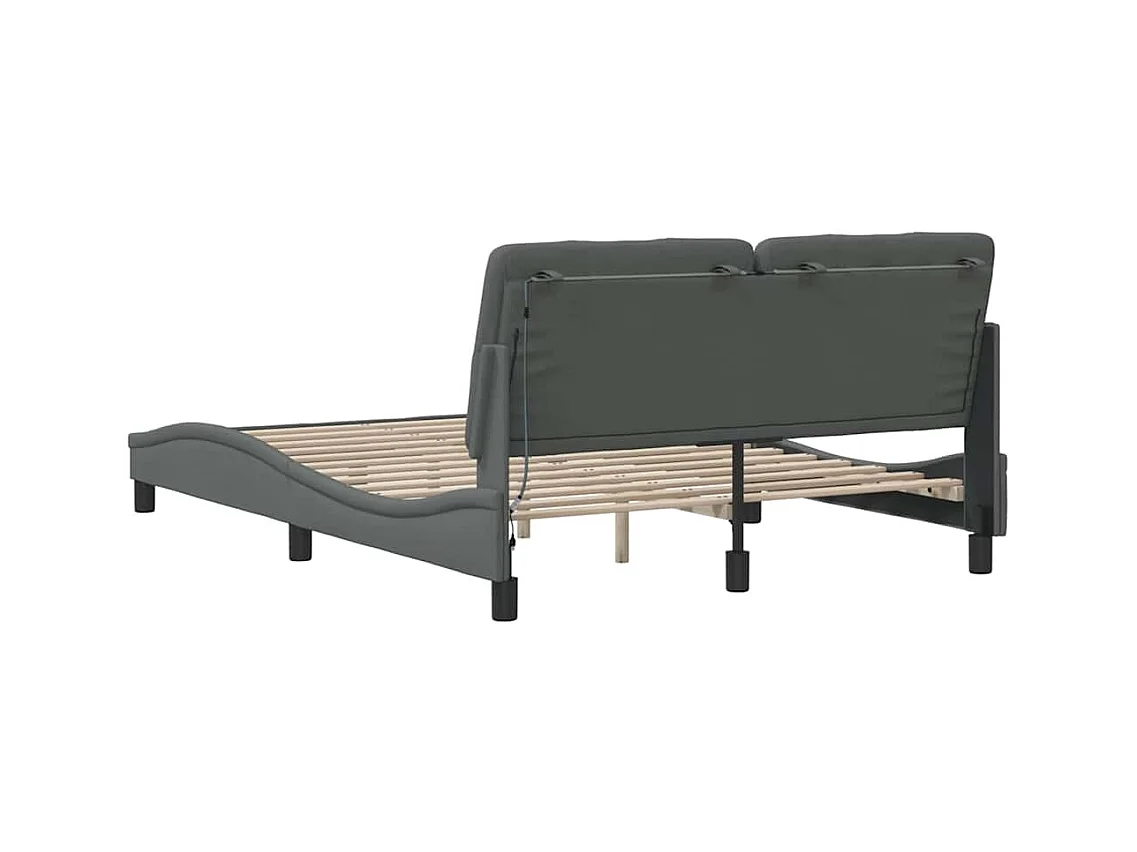 Bettgestell mit LED ohne Matratze Dunkelgrau 140x190 cm Stoff