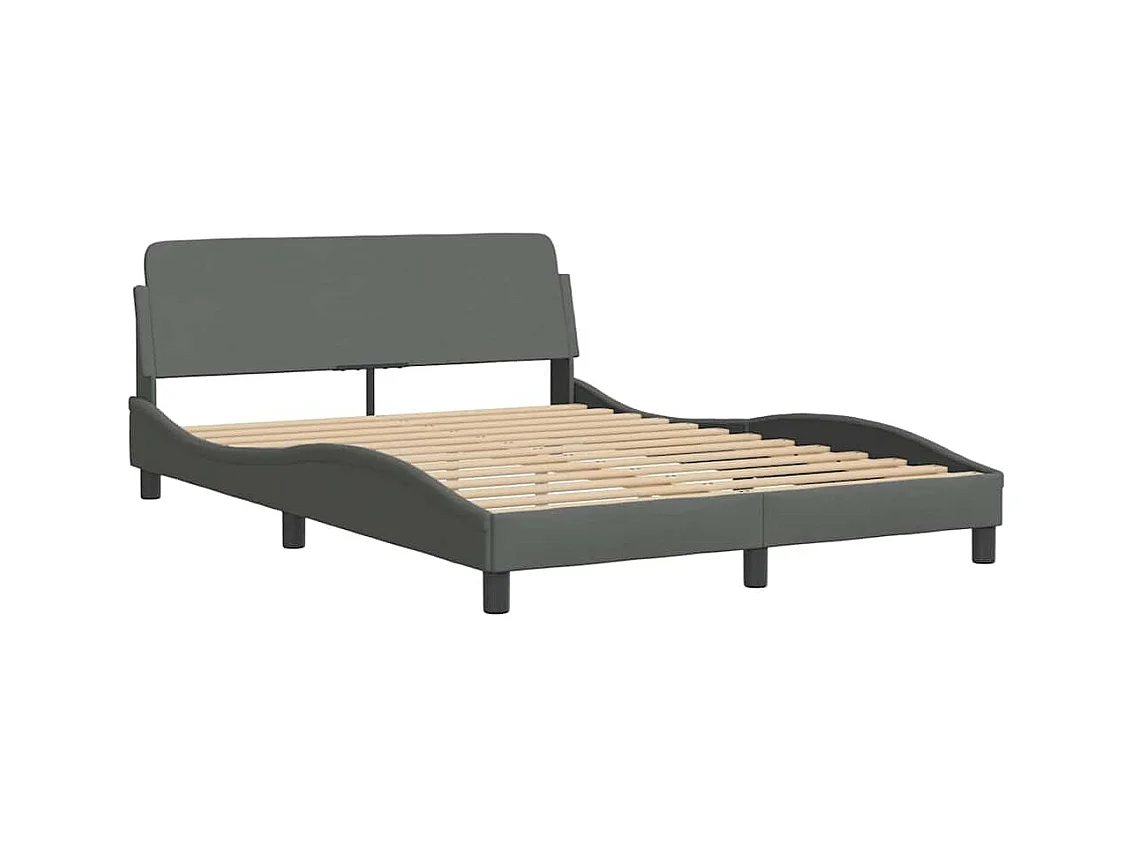 Bettgestell mit LED ohne Matratze Dunkelgrau 140x190 cm Stoff