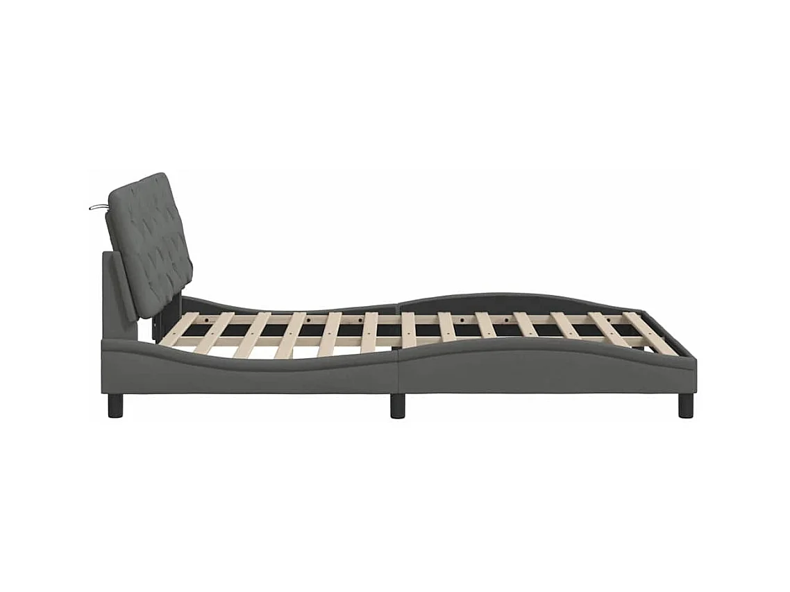 Bettgestell mit LED ohne Matratze Dunkelgrau 140x190 cm Stoff
