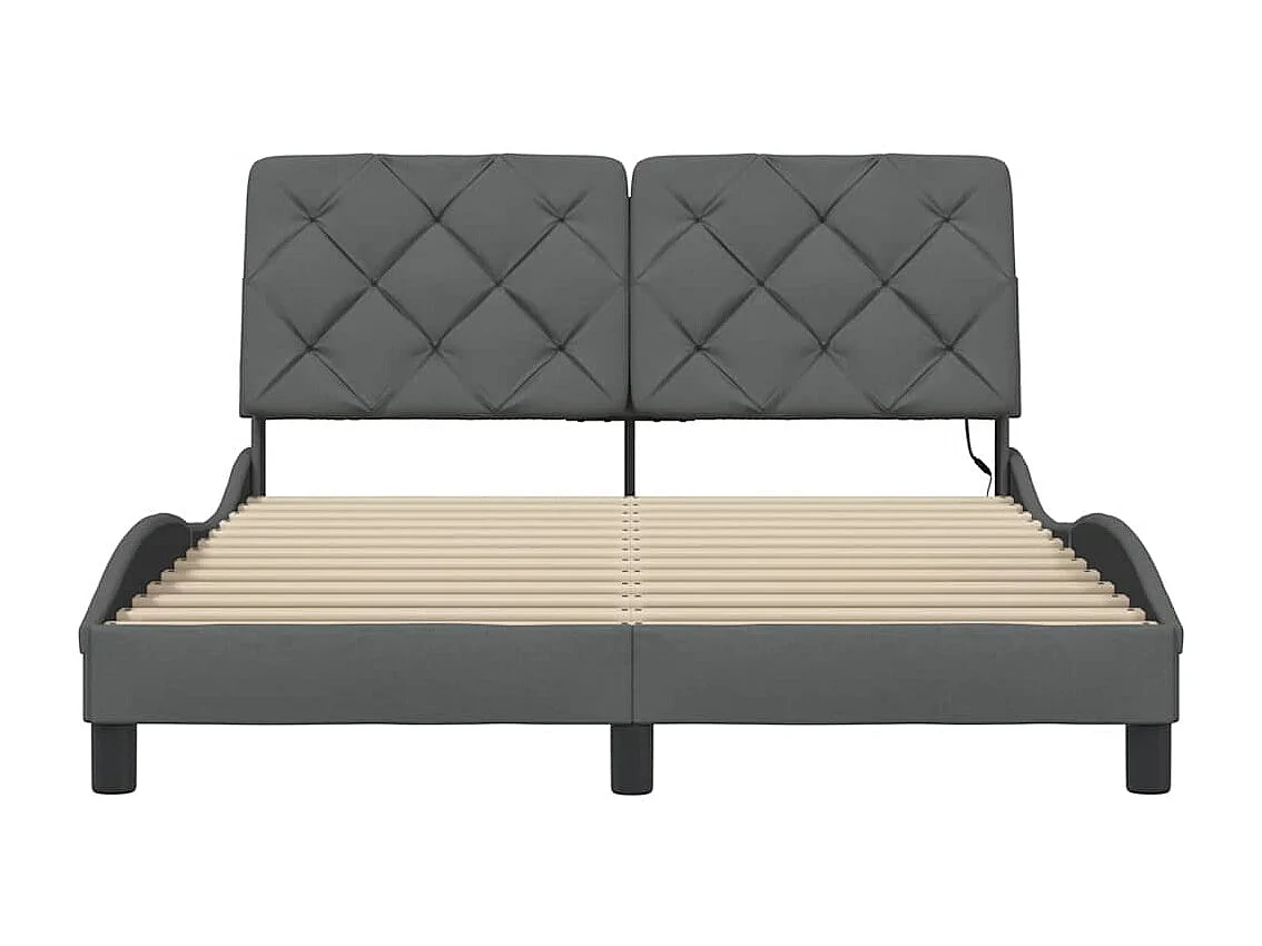 Bedframe met LED zonder matras 140x190 cm stof donkergrijs