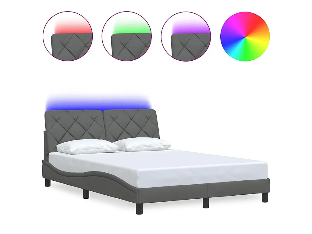 Giroletto con LED senza Materasso Grigio Scuro 140x190 cm