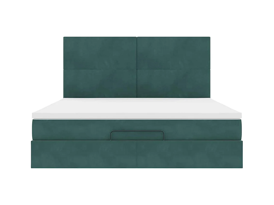 Ottoman-Bett mit Matratzen Dunkelgrün 160x200 cm Samt