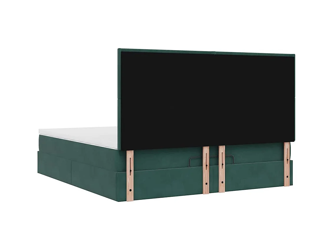 Ottoman-Bett mit Matratzen Dunkelgrün 160x200 cm Samt