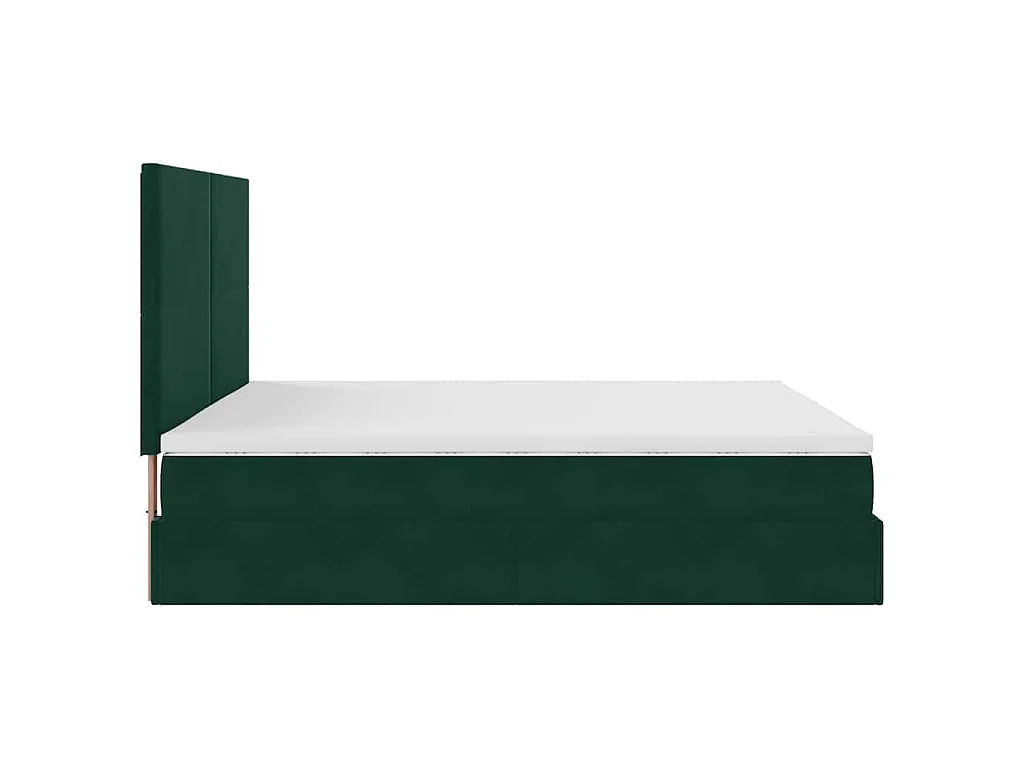 Estrutura de cama otomana com colchão verde escuro veludo