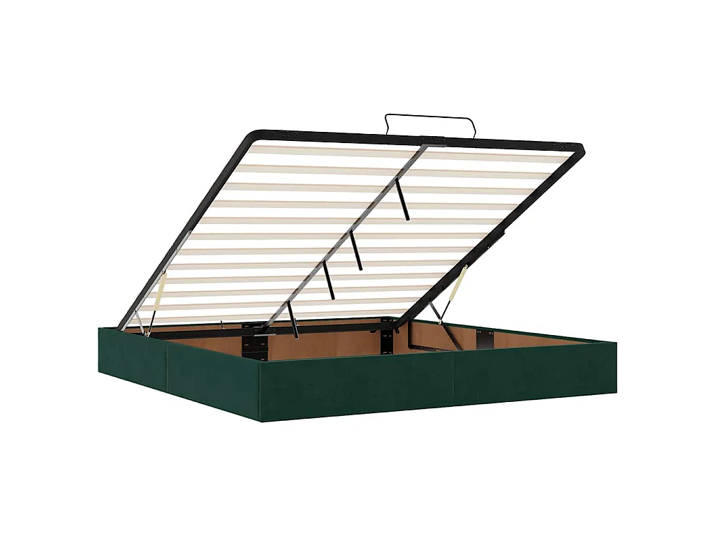 Estrutura de cama otomana com colchão verde escuro veludo