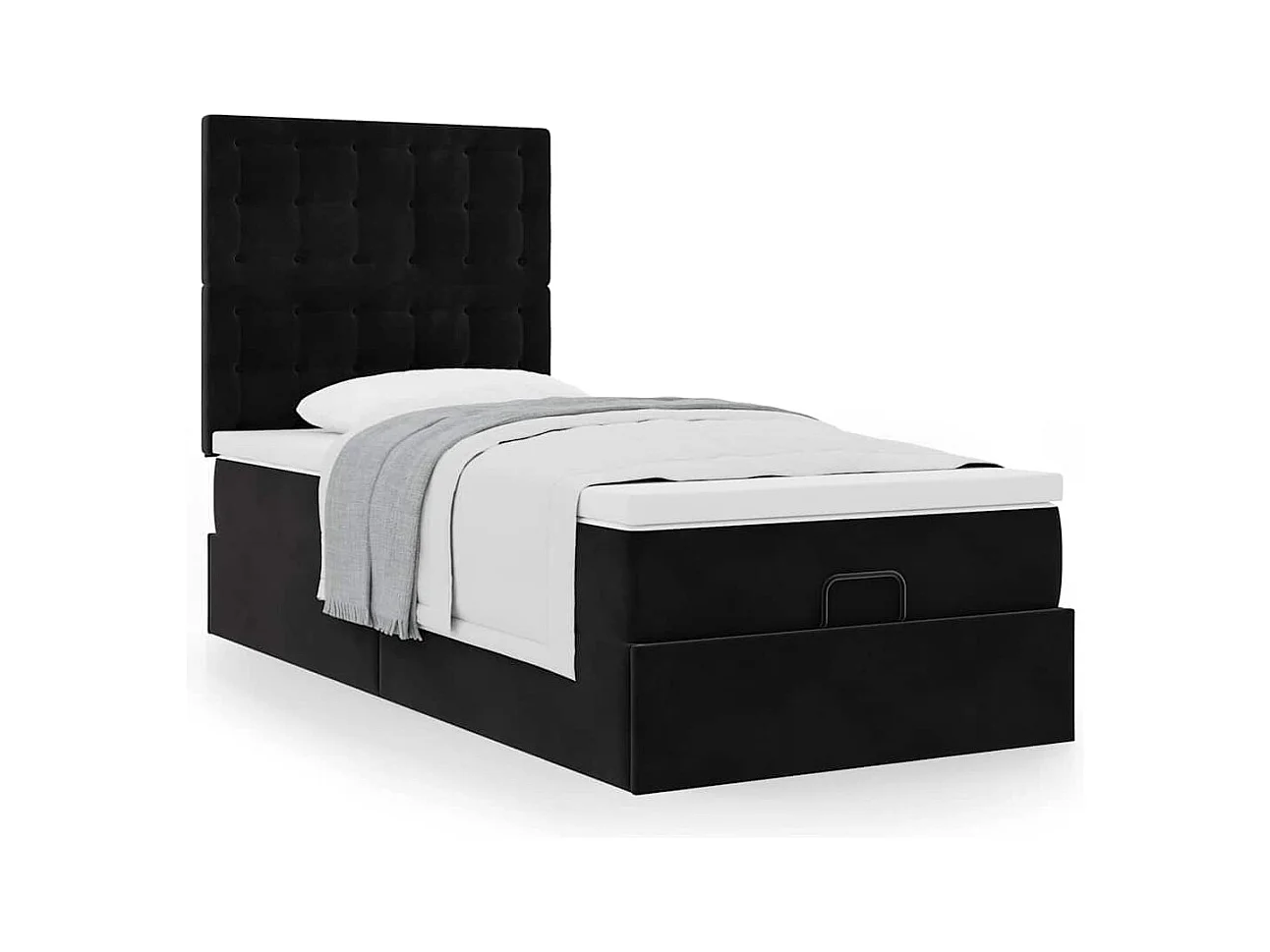 Ottoman-Bett mit Matratzen Schwarz 100x200 cm Samt