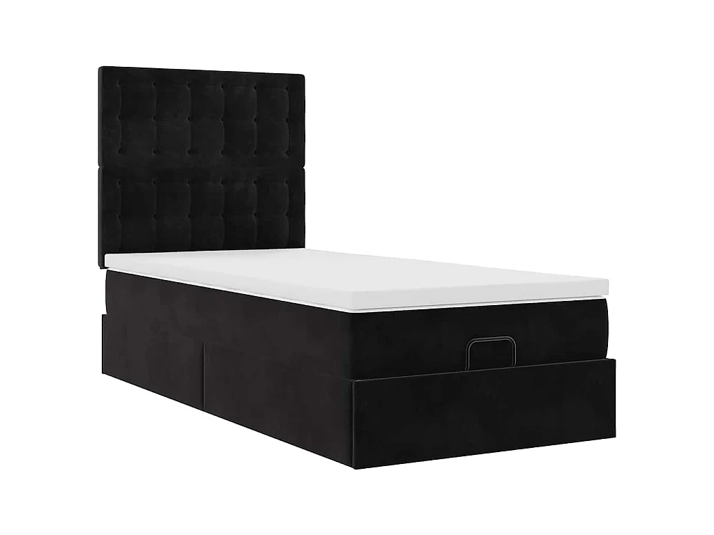 Ottoman bed met matrassen 100x200cm fluweel zwart