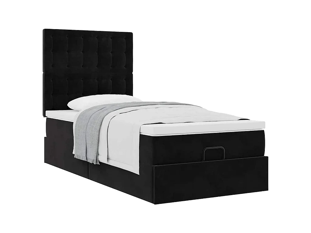 Ottoman bed met matrassen 100x200cm fluweel zwart