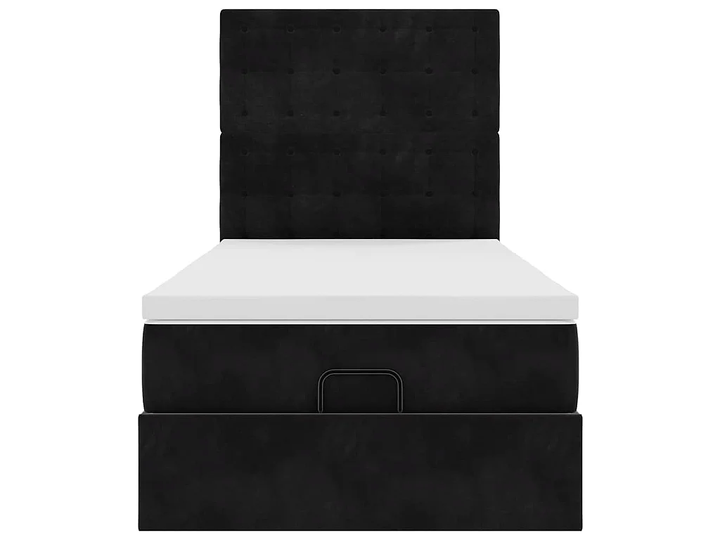 Ottoman bed met matrassen 100x200cm fluweel zwart