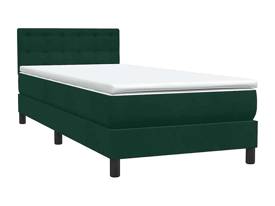 Sommier à lattes de lit et matelas vert foncé 90x210 cm velours