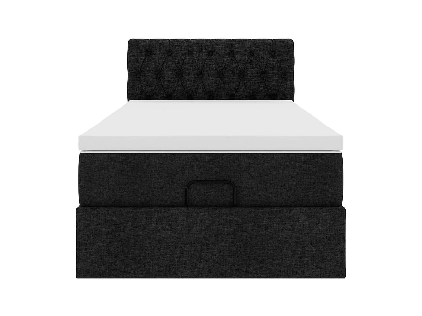 Pouf Letto con Materasso Nero 100x200 cm in Tessuto