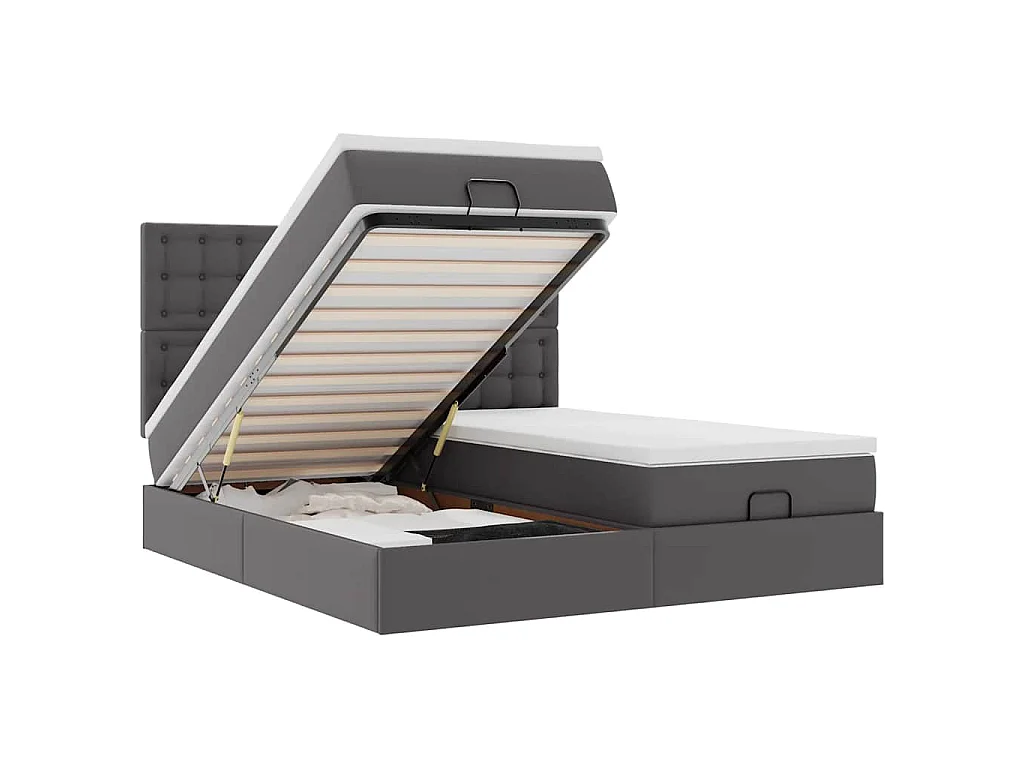 Bed poef met matrassen en LED's 180x200cm kunstleer grijs
