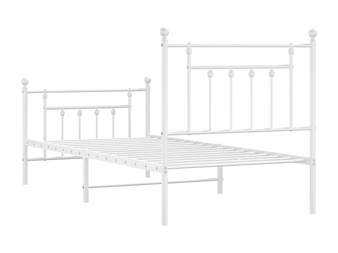 Bettgestell mit Kopf- und Fußteil Metall Weiß 90x200 cm