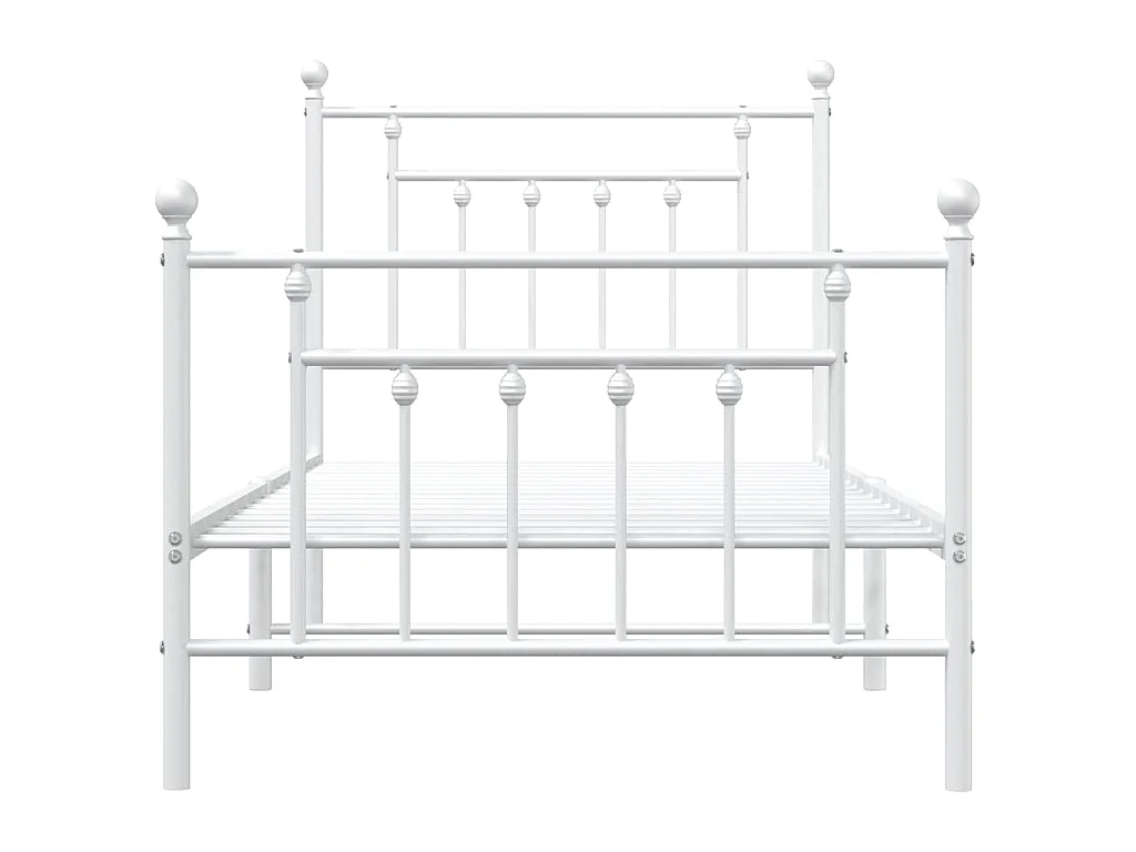 Cadre de lit métal sans matelas avec pied de lit blanc 90x200cm