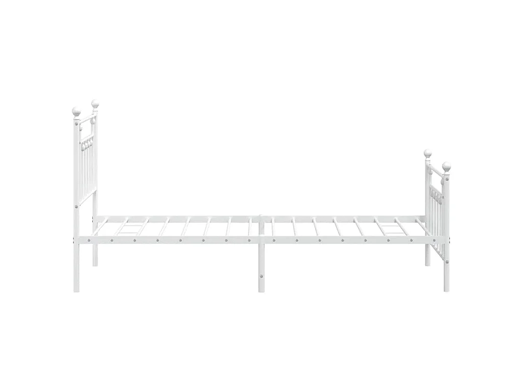 Cadre de lit métal sans matelas avec pied de lit blanc 90x200cm