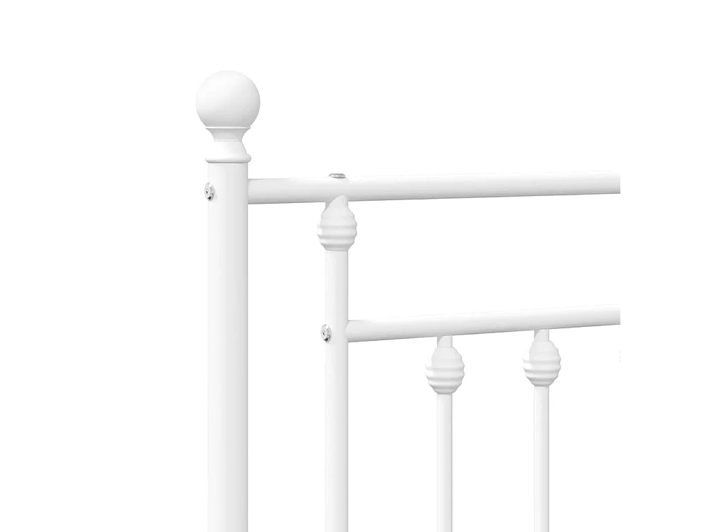 Cadre de lit métal sans matelas avec pied de lit blanc 90x200cm