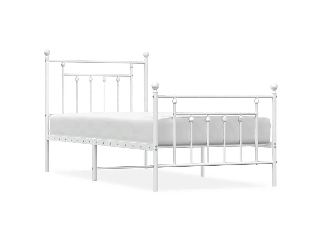 Bedframe met hoofd- en voeteneinde metaal wit 90x200 cm