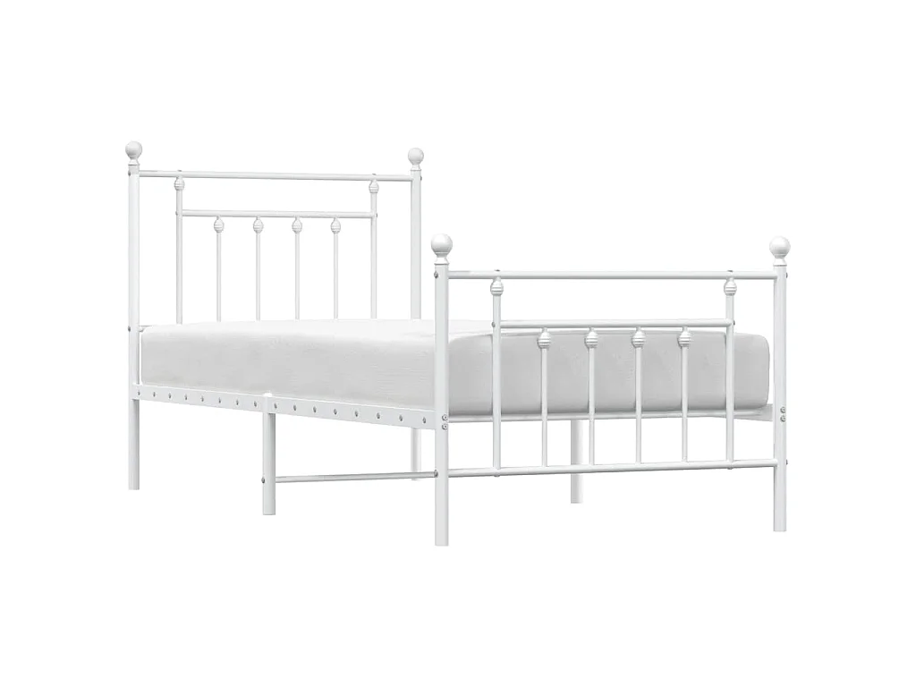 Bedframe met hoofd- en voeteneinde metaal wit 90x200 cm