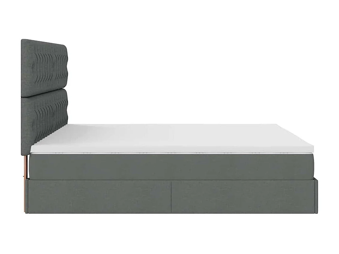 Cadre de lit ottoman avec matelas gris foncé 160x200cm tissu