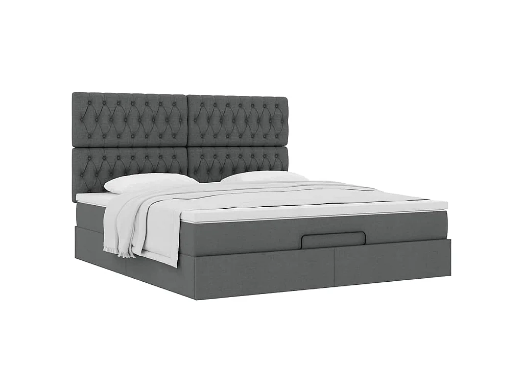 Ottoman-Bett mit Matratze Dunkelgrau 160x200 cm Stoff