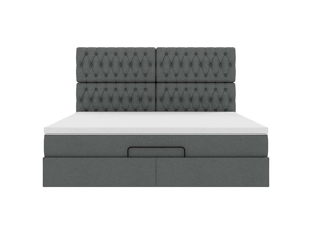 Ottoman-Bett mit Matratze Dunkelgrau 160x200 cm Stoff